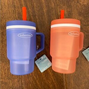Infantino blue and Coral Kids Straw Tumbler Set